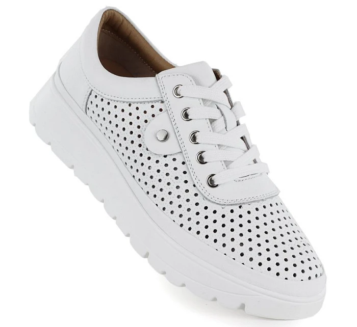 Dámská kožená bílá polobotka model 22116035 - VINCEZA