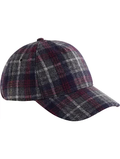 Beechfield B 625 5-panelová čiapka s kšiltom „Wool Blend Check“ 53.0625 tmavomodrá kockovaná