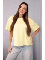 Dámská bavlněná basic halenka s krátkým rukávem žlutá