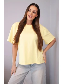 Dámská bavlněná basic halenka s krátkým rukávem žlutá