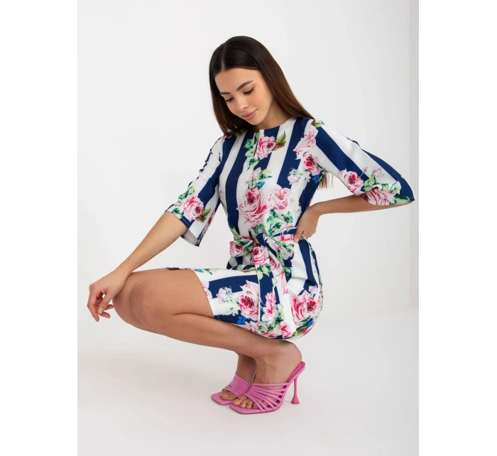 Dámske šaty LK SK 507506.84P biela a tmavo modrá - FPrice