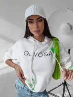 Dámska mikina 277250 ecru-zelená - Ola Voga