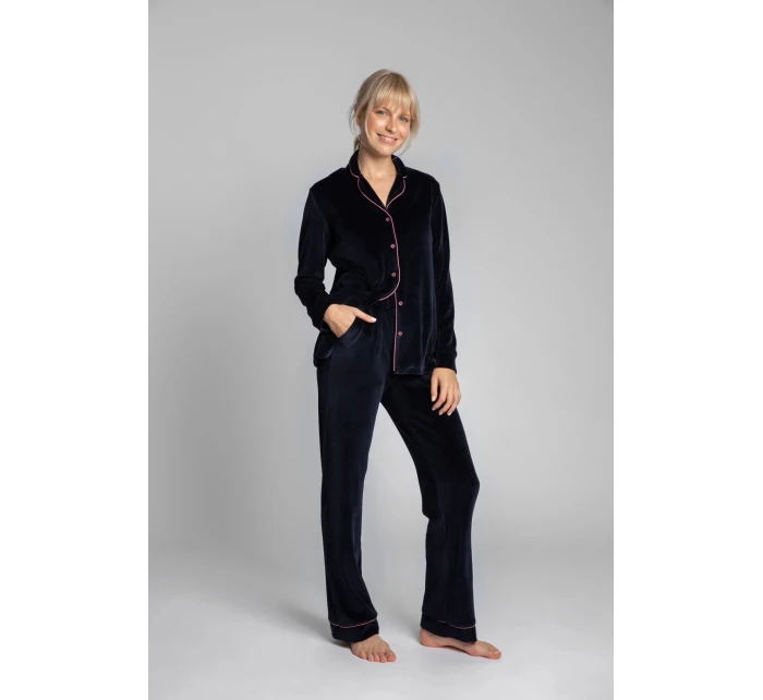 Dámské domácí kalhoty model 19585980 Tmavě modrá - LaLupa Dámské domácí kalhoty model 19585980 Tmavě modrá - LaLupa