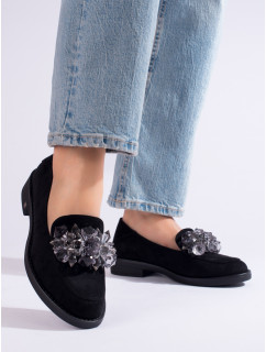 Jedinečné dámske čierne topánky na podpätku bez podpätku