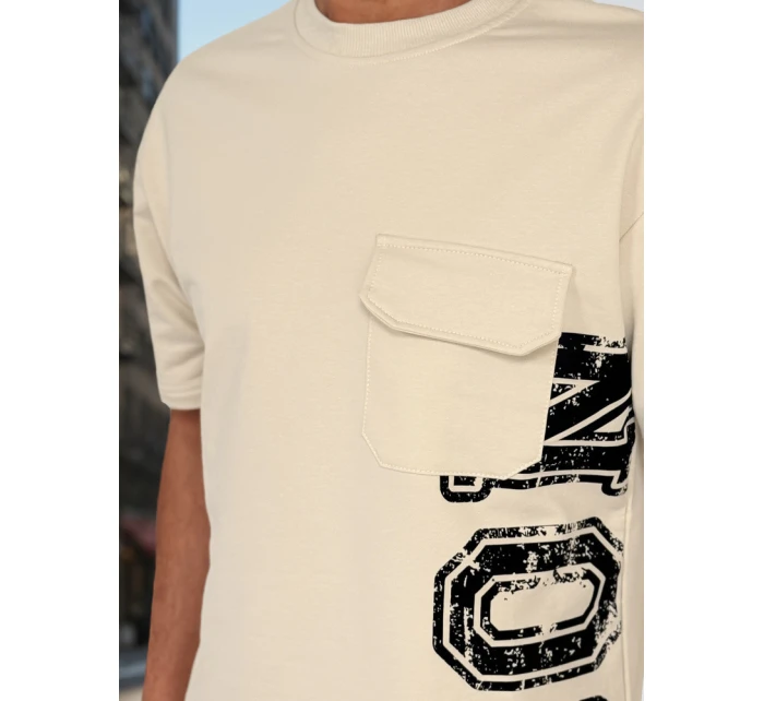 Pánsky khaki set s potlačou FashionStreet AX0801 Pánsky khaki set s potlačou FashionStreet AX0801