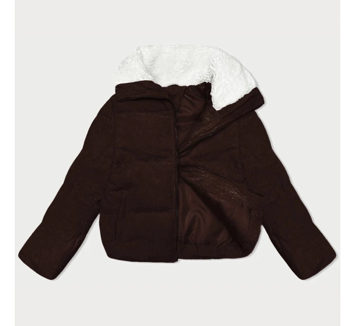 Dámská bunda v čokoládové barvě s vysokým stojáčkem model 21461524 - J.STYLE