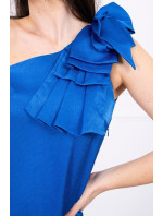 Šaty s mašľou na ramene v nevädzovej modrej farbe