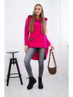 Mikina s dlhým chrbtom a kapucňou fuchsiová Mikina s dlhým chrbtom a kapucňou fuchsiová