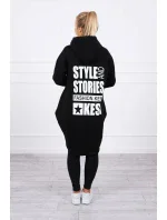 Zateplená mikina s dlouhými zády a kapucí černá