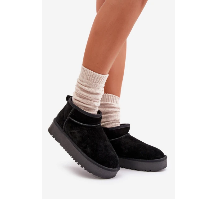 Dámské semišové sněhule na platformě černé model 21670434 - Boto