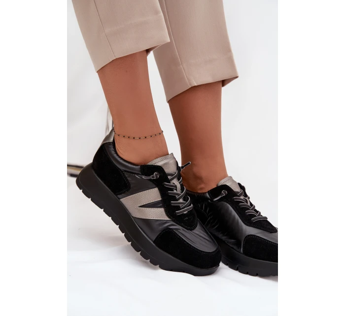 Sneakersy Damskie Na Platformie Vinceza 58561 Czarne