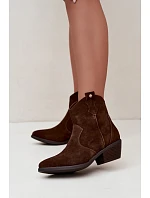 Dámské kožené kotníkové boty na podpatku Big Star model 22349479 Camel - Big Star Shoes Dámské kožené kotníkové boty na podpatku Big Star model 22349479 Camel - Big Star Shoes