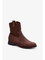 Otevřené kotníkové boty na nízkém podpatku model 22366462 hnědé - S.Barski Otevřené kotníkové boty na nízkém podpatku model 22366462 hnědé - S.Barski