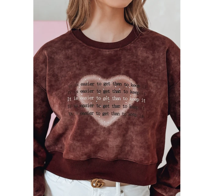 Dámská oversize mikina se srdcem vínová Dstreet model 21988163 - FashionStreet