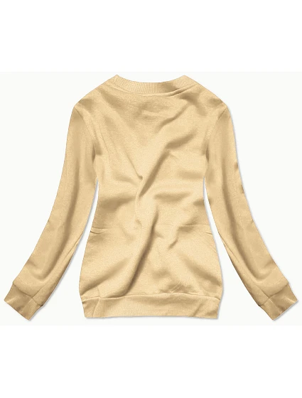Světle béžová dámská tepláková mikina se stahovacími lemy model 21466528 - J.STYLE Světle béžová dámská tepláková mikina se stahovacími lemy model 21466528 - J.STYLE