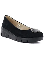 Dámské kožené polobotky na podpatku černé Vinceza model 22117636