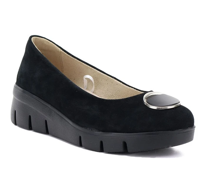 Dámské kožené polobotky na podpatku černé Vinceza model 22117636