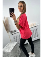 Bavlnená blúzka s vreckom malinová