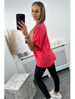 Bavlnená blúzka s vreckom malinová