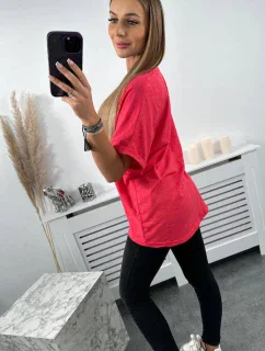 Bavlněná halenka s kapsou malinová