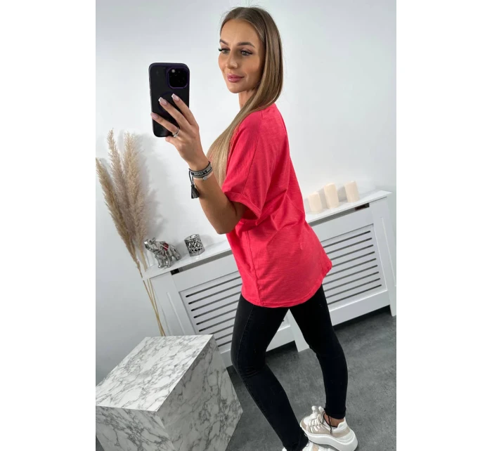 Bavlnená blúzka s vreckom malinová