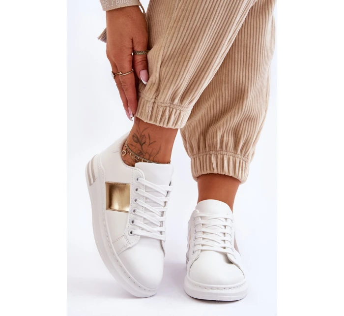 Klasické sportovní boty bílé a zlaté Follow Me Klasické sportovní boty bílé a zlaté Follow Me