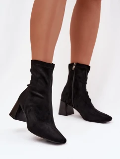 Dámske členkové topánky na podpätku z eko semišu Olianne