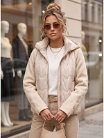 Kurtka damska pikowana z odpinanym kapturem beżowa model 22347617 - FashionStreet