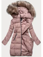 PIKOWANA DAMSKA KURTKA ZIMOWA Z KAPTUREM RÓŻ model 21242060 - Libland