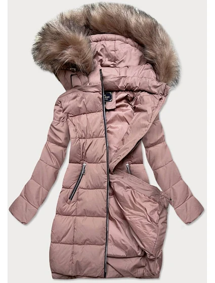 Dámska prešívaná zimná bunda s kapucňou Old Pink (7702) Dámska prešívaná zimná bunda s kapucňou Old Pink (7702)