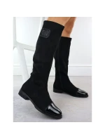 Dámske čierne semišové lakované čižmy M.Daszynski MR2251-19