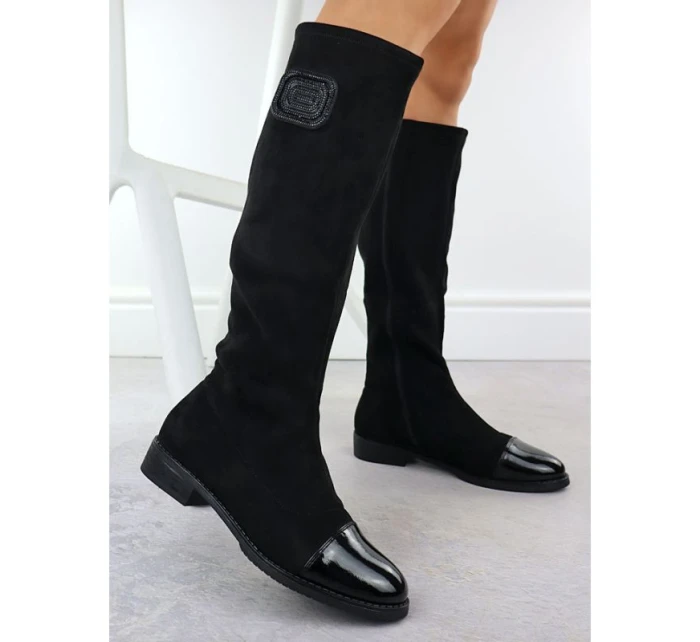 Dámske čierne semišové lakované čižmy M.Daszynski MR2251-19