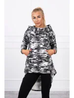 Mikina s dlhým chrbtom moro grey+black