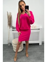 Súprava blúzka + pruhované šaty fuchsiová