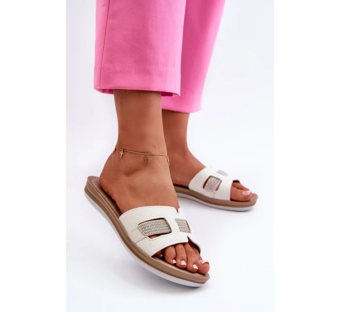 Pohodlné Lesklé Dámské Žabky model 21664635 Bílé - Inblu