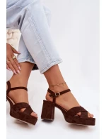 Dámské sandály na podpatku čokoládové Janelia