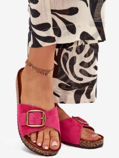 Dámske papuče s prackou na korkovej platforme - fuchsiová Zavira