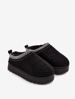 Detské/módne snehové topánky s jahňacou kožušinou Selathiel - čierne