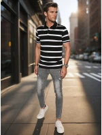 Pánské pruhované polo tričko černé Dstreet model 21987929 - FashionStreet