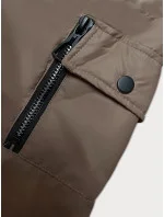 Tmavobéžová dámska krátka bunda s kapucňou S'West (B8246-12)