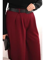 Dámske Plus veľkosť široké nohavice s opaskom bordová Dámske Plus veľkosť široké nohavice s opaskom bordová