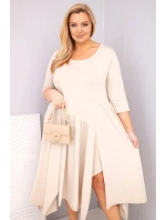 Dámska bavlnená sukňa s asymetrickým lemom v béžovej farbe