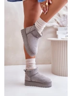 Dámské Sněhule Na Platformě Zateplené Kožíškem Šedé model 21672076 - Boto