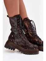 Dámské Kožené Workery Work Shoes Maciejka 06203-32 Hnědo Zlato