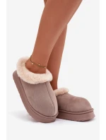 Dámské pantofle s kožešinou Khaki model 21786637 - Boto Dámské pantofle s kožešinou Khaki model 21786637 - Boto