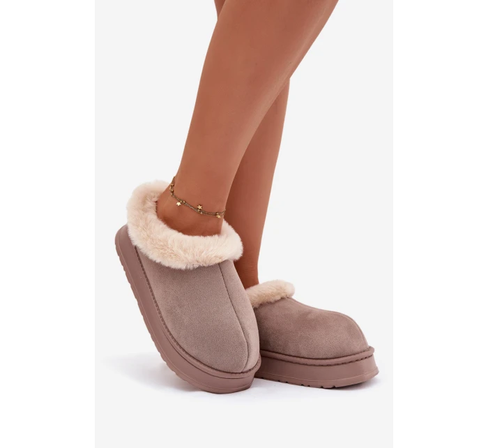 Dámské pantofle s kožešinou Khaki model 21786637 - Boto Dámské pantofle s kožešinou Khaki model 21786637 - Boto