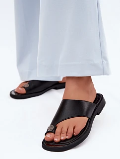 Kožené dámské žabky model 22126083 Černé - VINCEZA