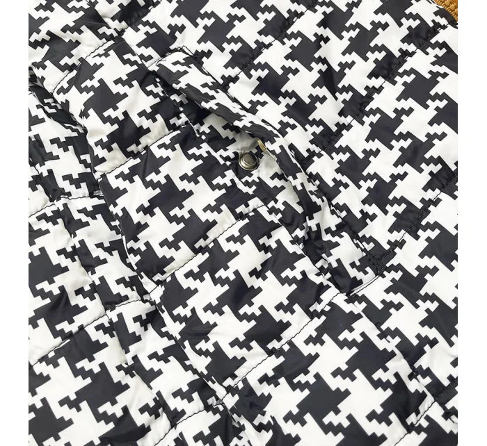 Dámska obojstranná bunda do pása v žlto-pepito farbe (M-163)