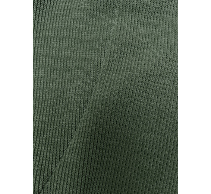 Rebrovaný dámsky komplet v olivovej farbe (AMG-341A)