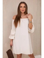 Španělské šaty s volánky na rukávu béžový Španělské šaty s volánky na rukávu béžový